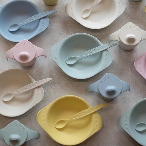  Familym Bioműanyag baba étkészlet szett 6 hónapos kortól tengerkék