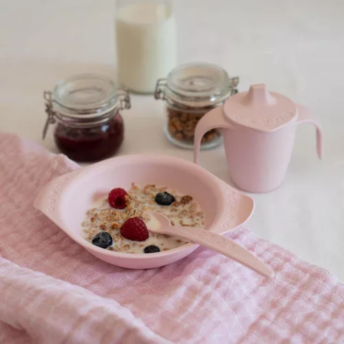  Familym Bioműanyag baba étkészlet szett 6 hónapos kortól púderrózsaszín