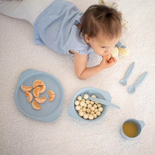  Familym Bioműanyag baba étkészlet szett 12 hónapos kortól tengerkék