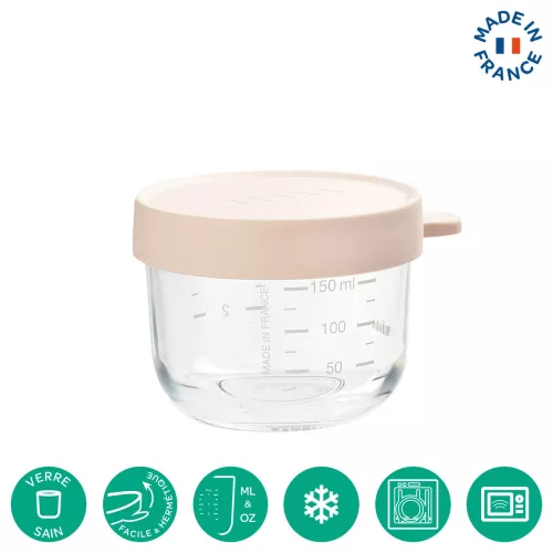 Béaba Tároló doboz kiváló minőségű üvegből - 150 ml rózsaszín
