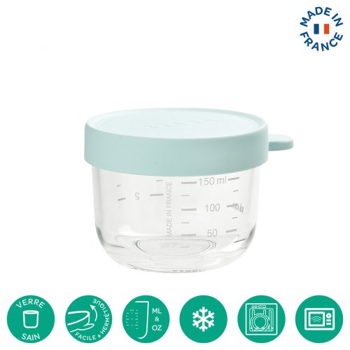 Béaba Tároló doboz kiváló minőségű üvegből 150 ml kék