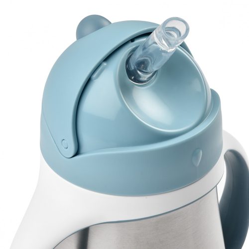 Béaba Rozsdamentes Acél Szívószálas Ivópohár 250 ml - Viharkék baba kulacs