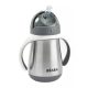 Béaba Rozsdamentes Acél Szívószálas Ivópohár 250 ml - Sötétszürke baba kulacs