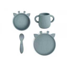   NUUROO szilikon 4 részes étkészlet- zöld zsiráf baba pohárral, kanállal szilikon csúszásmentes
