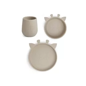   NUUROO 3 db-os étkészlet-Krém zsiráf baba pohárral szilikon csúszásmentes
