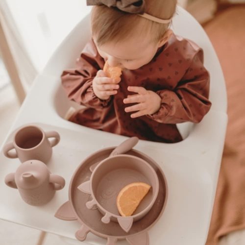 NUUROO Luna etetőkabát- Mahagoni levél, hosszú ujjú baba előke