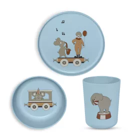   Nuuroo Milas PLA étkészlet 3 darabos - Dusty Blue baba tányérkészlet, gyermek tányérkészlet