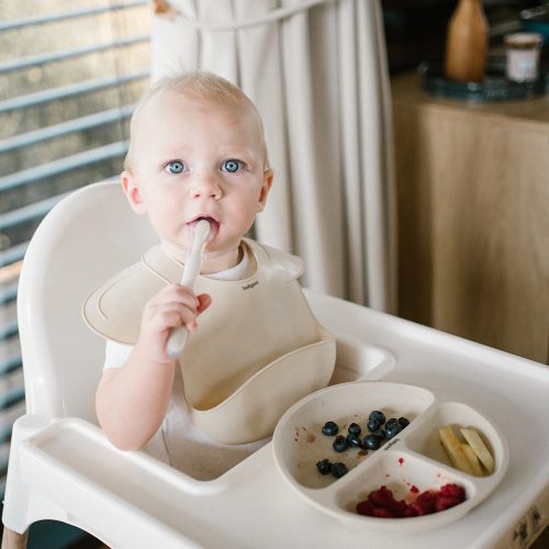 Kezdő csomag  BÉZS (hozzátápláláshoz) Előke, tányér, tál, kanál szett