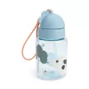 Done by Deer szívószálas kulacs, Tiny Farm, kék baba-gyermek kulacs 280 ml