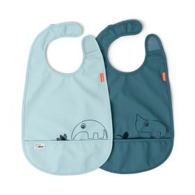   Done by Deer tépőzáras előke, kisbarátok, kék, 2db, baba előke