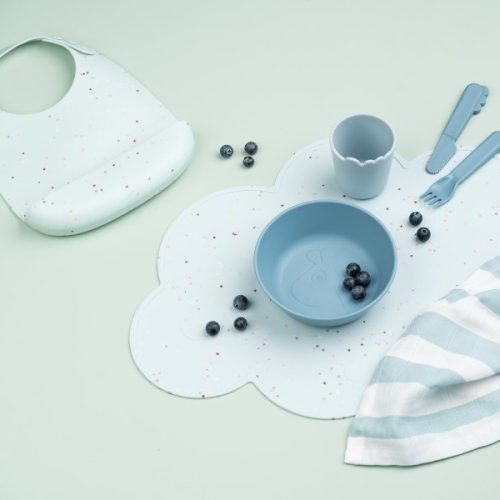 Done by Deer Szilikon előke, Konfetti, kék, baba előke