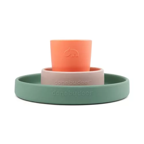 Done by Deer Szilikon étkészlet, Croco, színes baba étkészlet