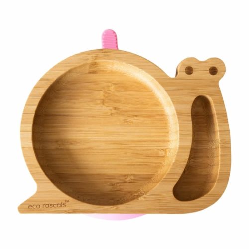 Csiga bambusz tányér - Rózsaszín Eco Rascals baba tányér