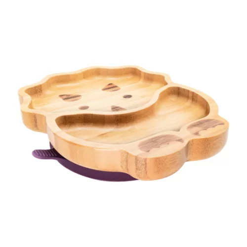 Dínós bambusz tányér - Lila (purple) Eco Rascals baba tányér tapadókorongos