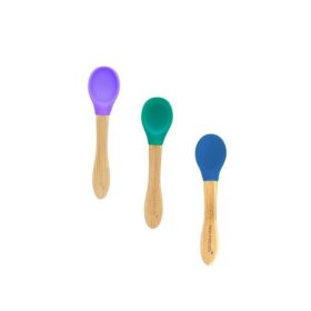   Bambusz kanalak x 3 - Lila, zöld, sötétkék Eco Rascals evőeszköz baba kanál készlet