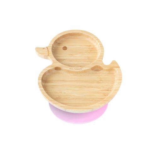 Kacsa bambusz tányér - Rózsaszín Eco Rascals baba tányér tapadókorongos