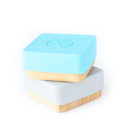 2 x Bambusz tároló utazáshoz - Kék & Szürke Eco Rascals uzsonnás doboz, nasi tartó