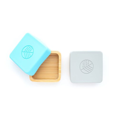 2 x Bambusz tároló utazáshoz - Kék & Szürke Eco Rascals uzsonnás doboz, nasi tartó