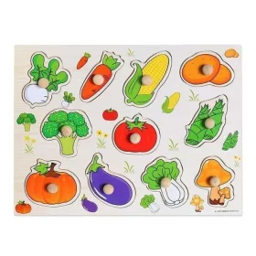 Fa fogantyús puzzle zöldségek (formabeillesztő)
