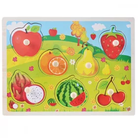   Fa ki-berakó fogantyús puzzle gyümölcsök (formabeillesztő)