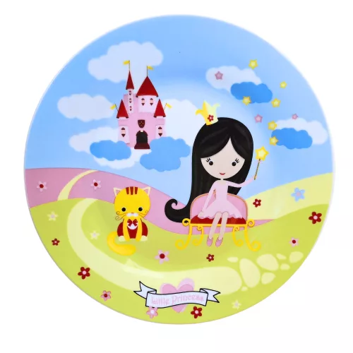 3 részes gyermek kerámia étkészlet (királylányos) lapos tányér, mély tányér, bögre