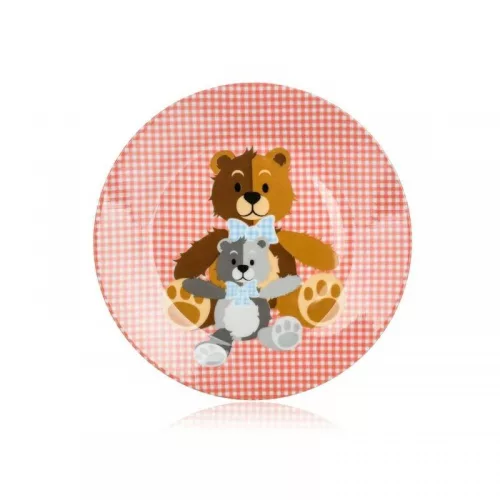 Porcelán gyerek macis tányér készlet 3 darabos Piros