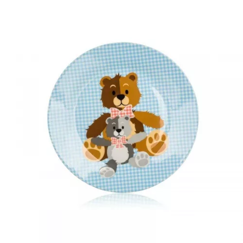 Porcelán gyerek macis tányér készlet 3 darabos Kék