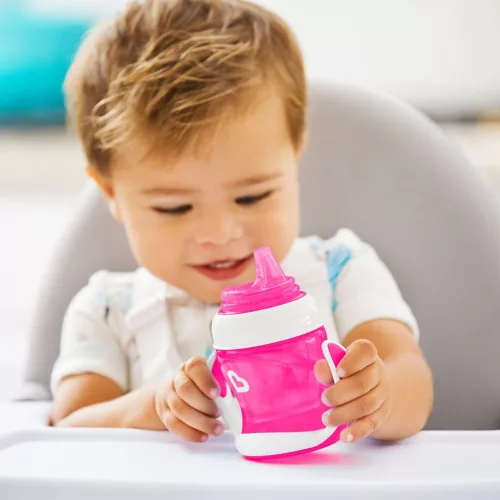 Munchkin tanulópohár Gentle 118ml 4hó rózsaszín baba kulacs extra puha rugalmas fejjel