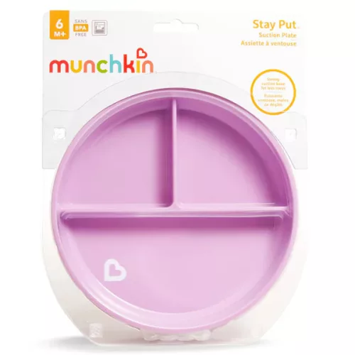 Munchkin tányér háromrekeszes tapadó aljú Stay Put 6hó tapadókorongos baba tányér