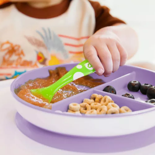 Munchkin tányér háromrekeszes tapadó aljú Stay Put 6hó tapadókorongos baba tányér