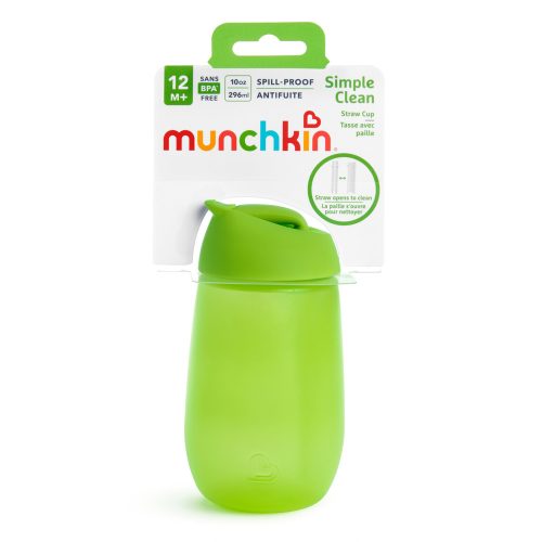 Munchkin szívószálas itatópohár Simple Clean 296ml 12hó zöld szétnyitható szívószál, baba kulacs