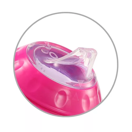 BabyOno itatópohár - csöpögésmentes puha csőrrel 3hó 180ml pink 1456/02 baba kulacs