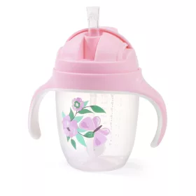 BabyOno itatópohár szívószállal füllel 240ml lila 1464/05 baba kulacs súlyozott