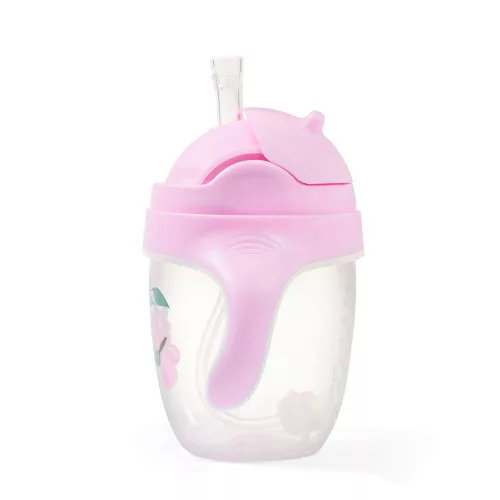 BabyOno itatópohár szívószállal füllel 240ml lila 1464/05 baba kulacs súlyozott