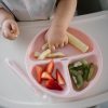 BabyOno tányér szilikon tapadó aljú háromrekeszes rózsaszín 1482/02 baba lapos osztott tányér