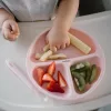 BabyOno tányér szilikon tapadó aljú háromrekeszes rózsaszín 1482/02 baba lapos osztott tányér