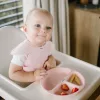 BabyOno tányér szilikon tapadó aljú háromrekeszes rózsaszín 1482/02 baba lapos osztott tányér