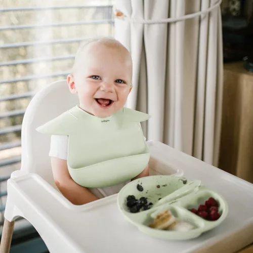 BabyOno tányér szilikon tapadó aljú háromrekeszes menta 1482/03 osztott baba lapos tányér