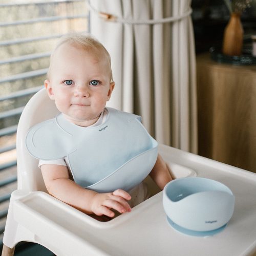 BabyOno előke szilikon ultravékony állítható kék 1639/01 baba előke, pajzs