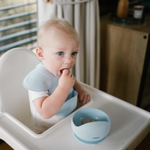 BabyOno előke szilikon ultravékony állítható kék 1639/01 baba előke, pajzs