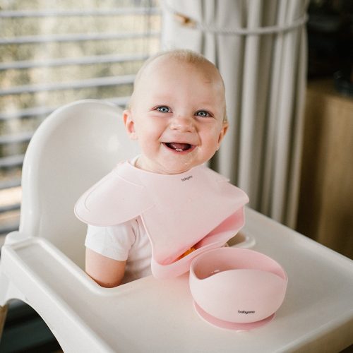 BabyOno előke szilikon ultravékony állítható rózsaszín 1639/02 baba előke, pajzs