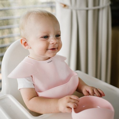 BabyOno előke szilikon ultravékony állítható rózsaszín 1639/02 baba előke, pajzs