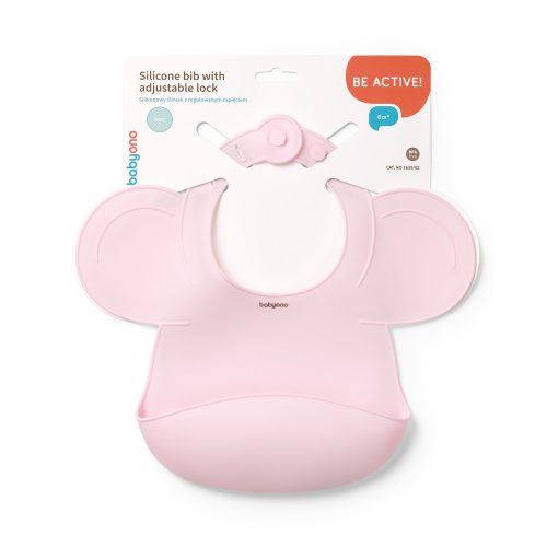 BabyOno előke szilikon ultravékony állítható rózsaszín 1639/02 baba előke, pajzs