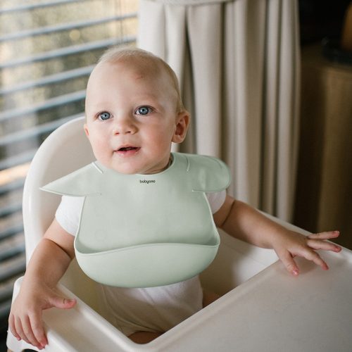 BabyOno előke szilikon ultravékony állítható menta 1639/03 baba előke, pajzs