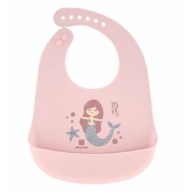   Kikkaboo előke szilikon nagy Hableány rózsaszín, baba előke