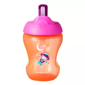   Tommee Tippee itatópohár - Straw Cup szívószálas 230 ml lányos baba kulacs