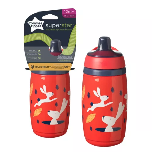 Tommee Tippee itatópohár - Superstar Insulated Sportee Bottle sportkupakos hőtartó 266ml 12hó piros gyermek kulacs