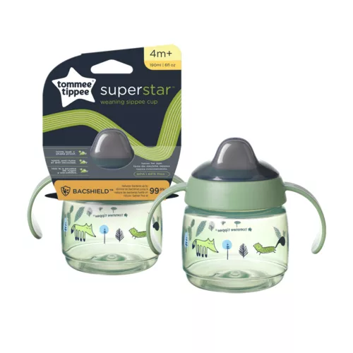 Tommee Tippee itatópohár - Superstar Weaning Sippee Cup csőrös 190ml 4hó zöld baba kulacs