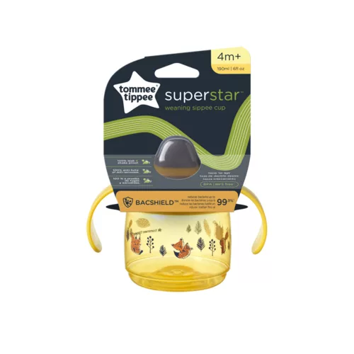 Tommee Tippee itatópohár - Superstar Weaning Sippee Cup csőrös 190ml 4hó sárga baba kulacs