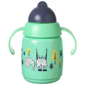   Tommee Tippee itatópohár - Superstar Training Straw Cup szívószálas 300ml 6hó zöld baba kulacs